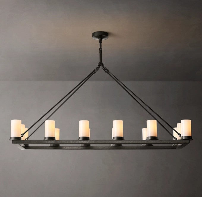 Ondra Linear Milk Glass Chandelier
