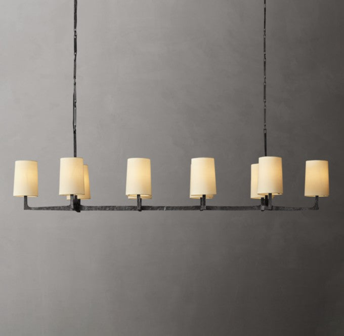 Wright Linear Hammered Metal Chandelier