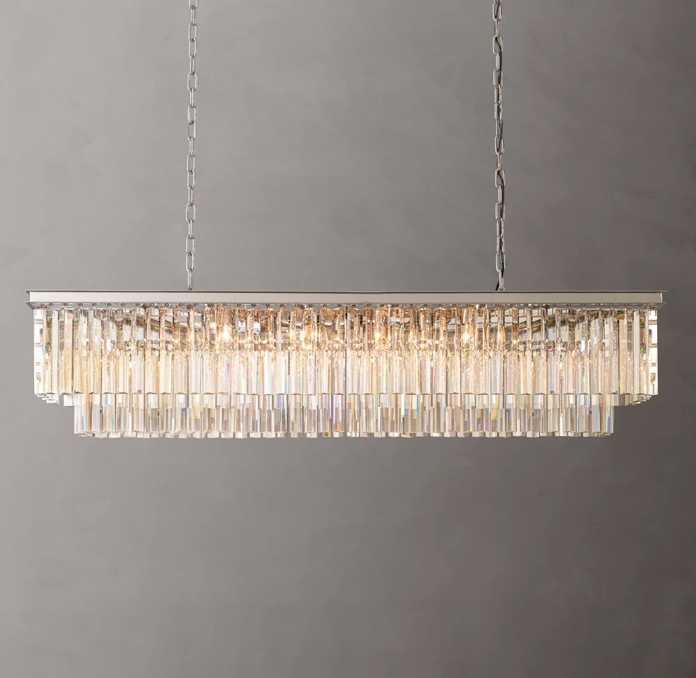 1920s Odeon Rectangular Crystal Chandelier
