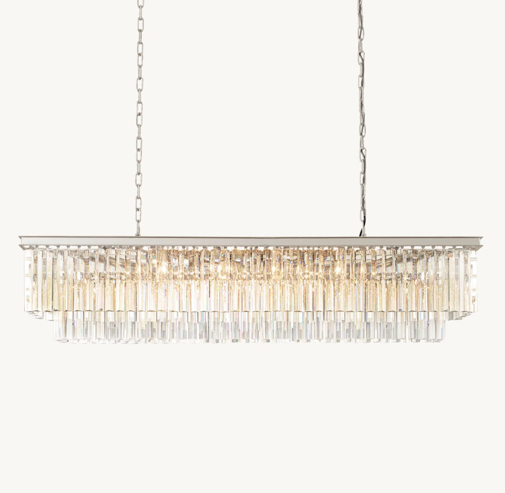 1920s Odeon Rectangular Crystal Chandelier