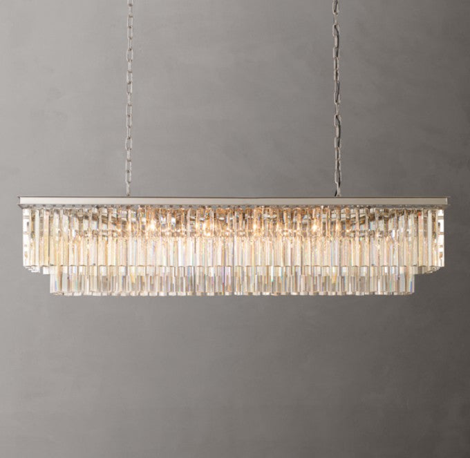 1920s Odeon Rectangular Crystal Chandelier