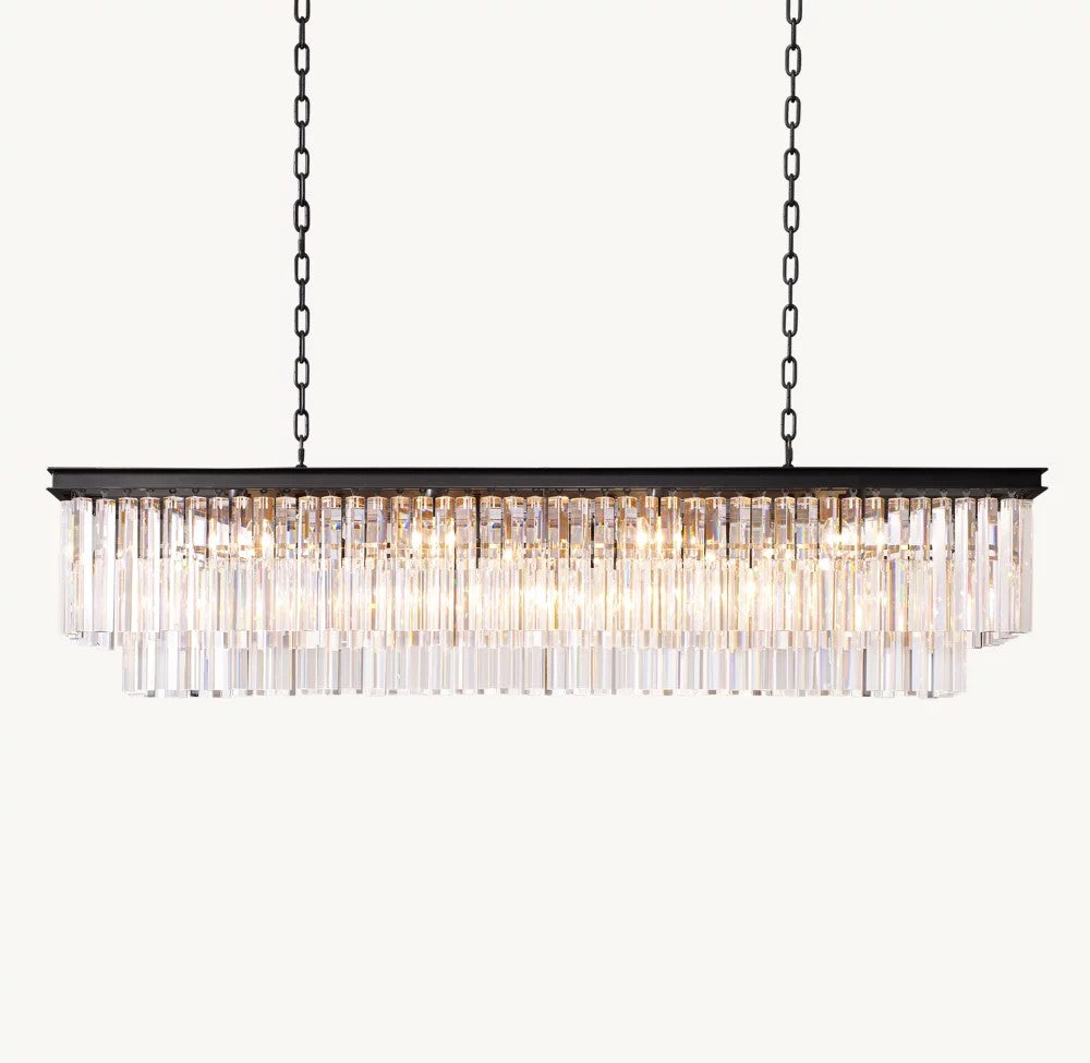 1920s Odeon Rectangular Crystal Chandelier