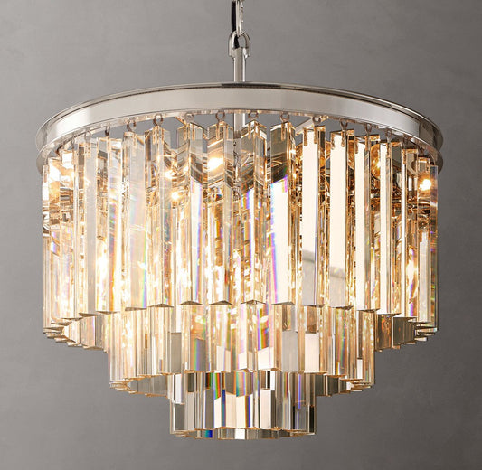 1920s Odeon Round Crystal Chandelier