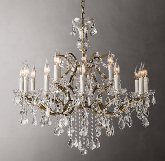 19th Century Rococo Iron and Crystal Round Chandelier