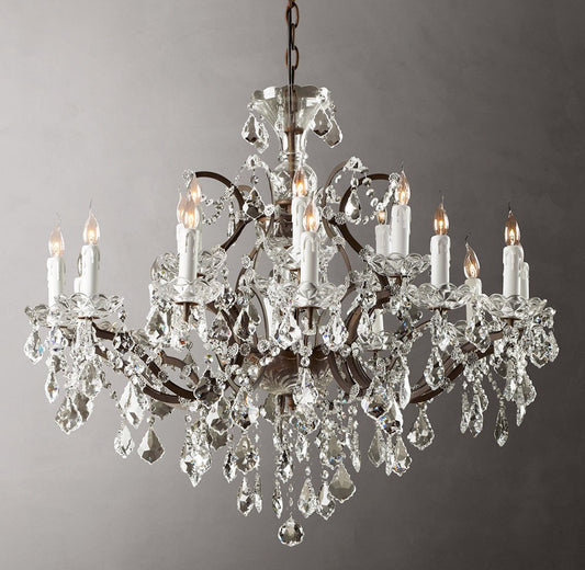 19th Century Rococo Iron and Crystal Round Chandelier