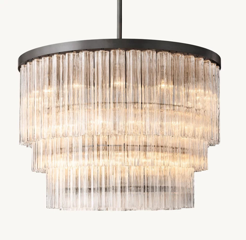 Cielo Three-Tier Round Glass Chandelier