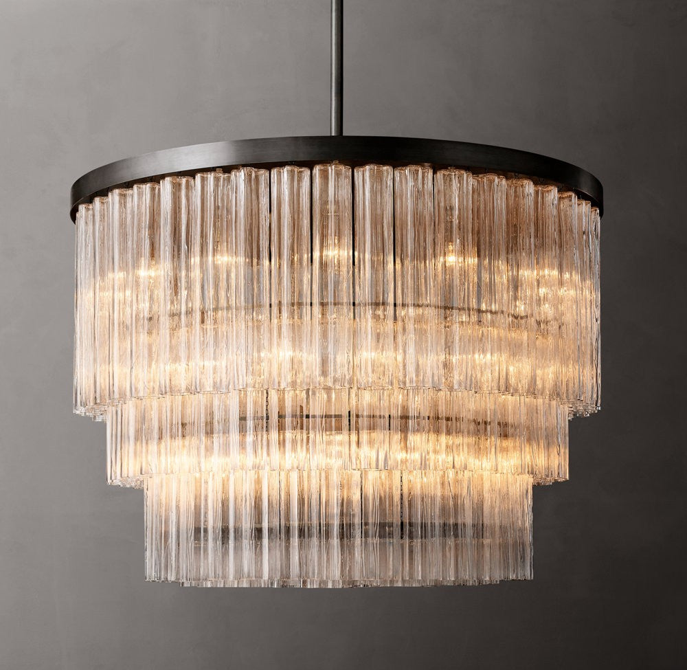 Cielo Three-Tier Round Glass Chandelier