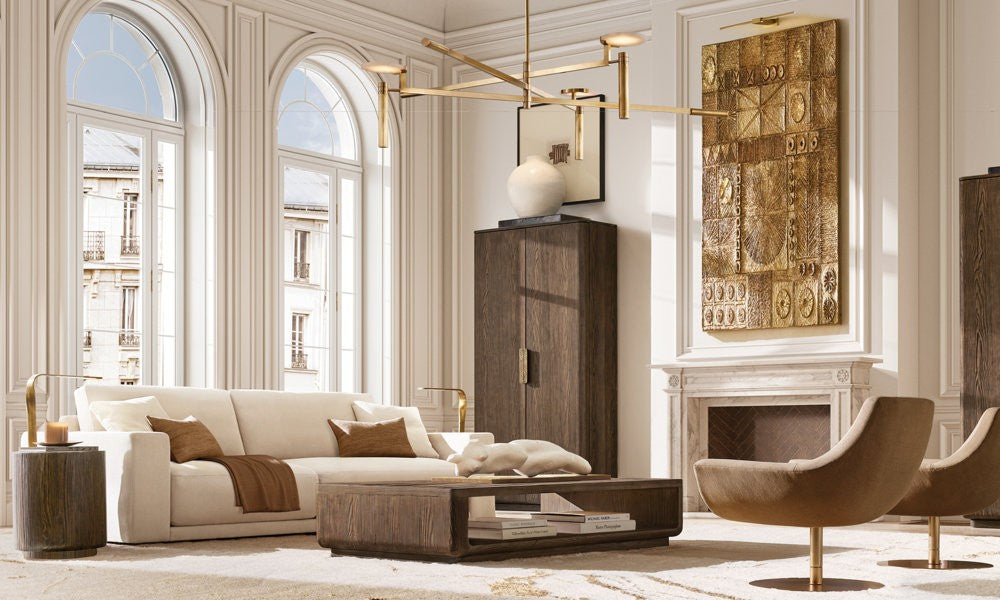 Melange Brass and Alabaster Round Chandelier