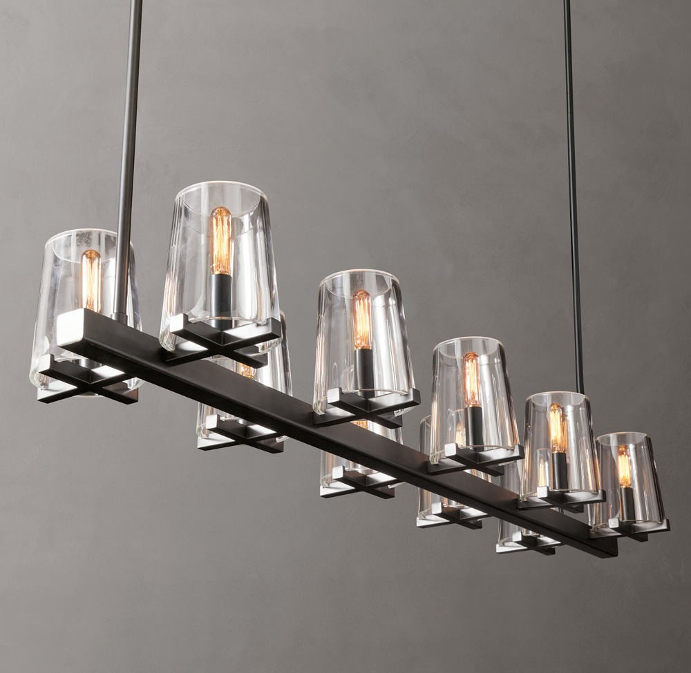 Pauillac Linear Glass and Brass Chandelier