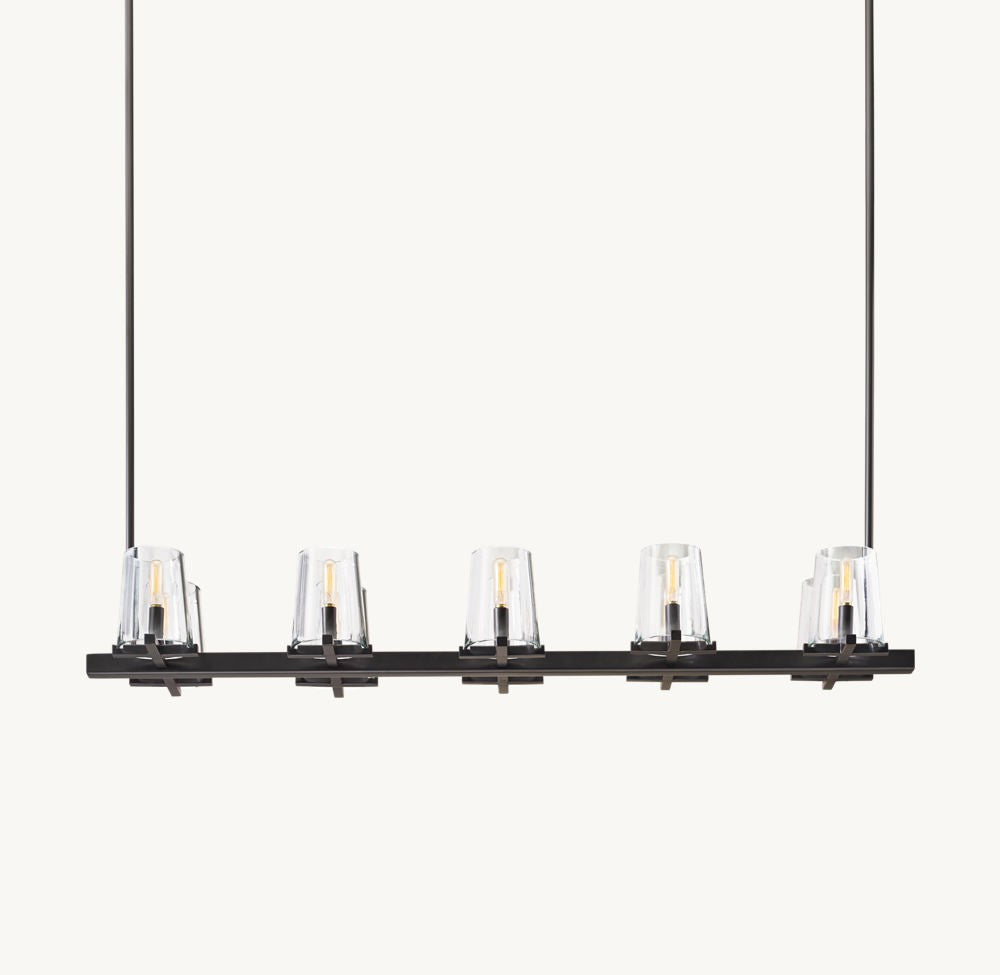 Pauillac Linear Glass and Brass Chandelier