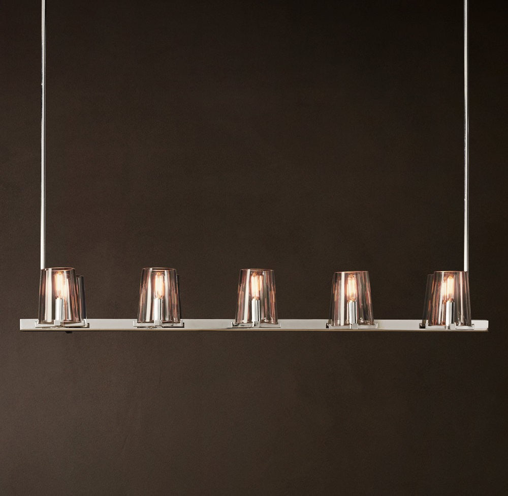 Pauillac Linear Glass and Brass Chandelier