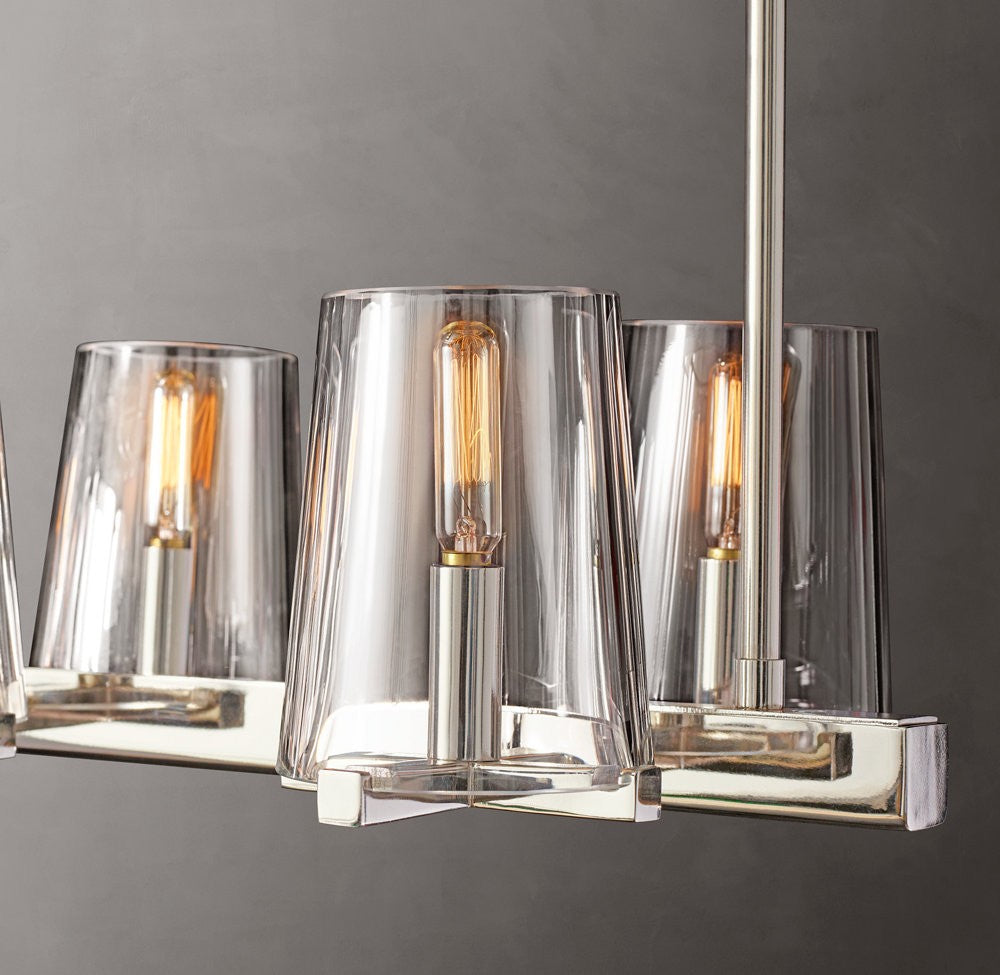 Pauillac Linear Glass and Brass Chandelier