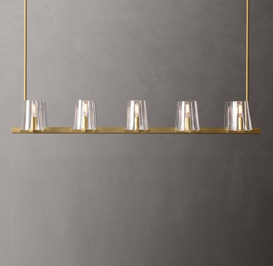 Pauillac Linear Glass and Brass Chandelier