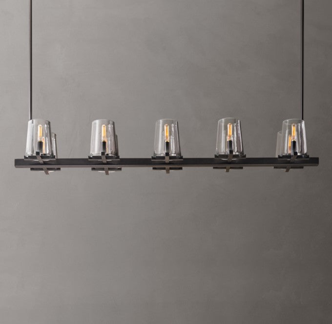 Pauillac Linear Glass and Brass Chandelier