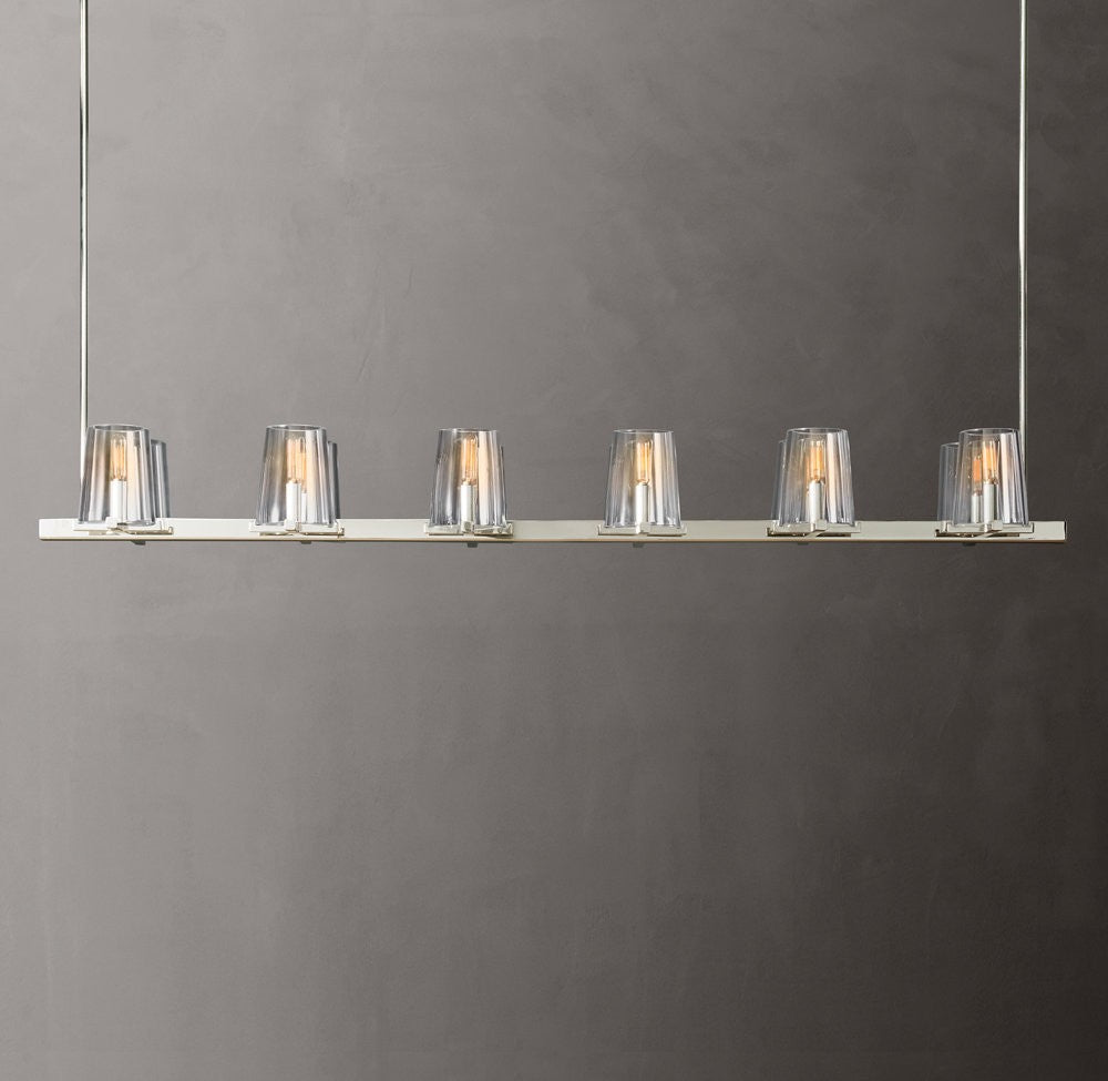 Pauillac Linear Glass and Brass Chandelier