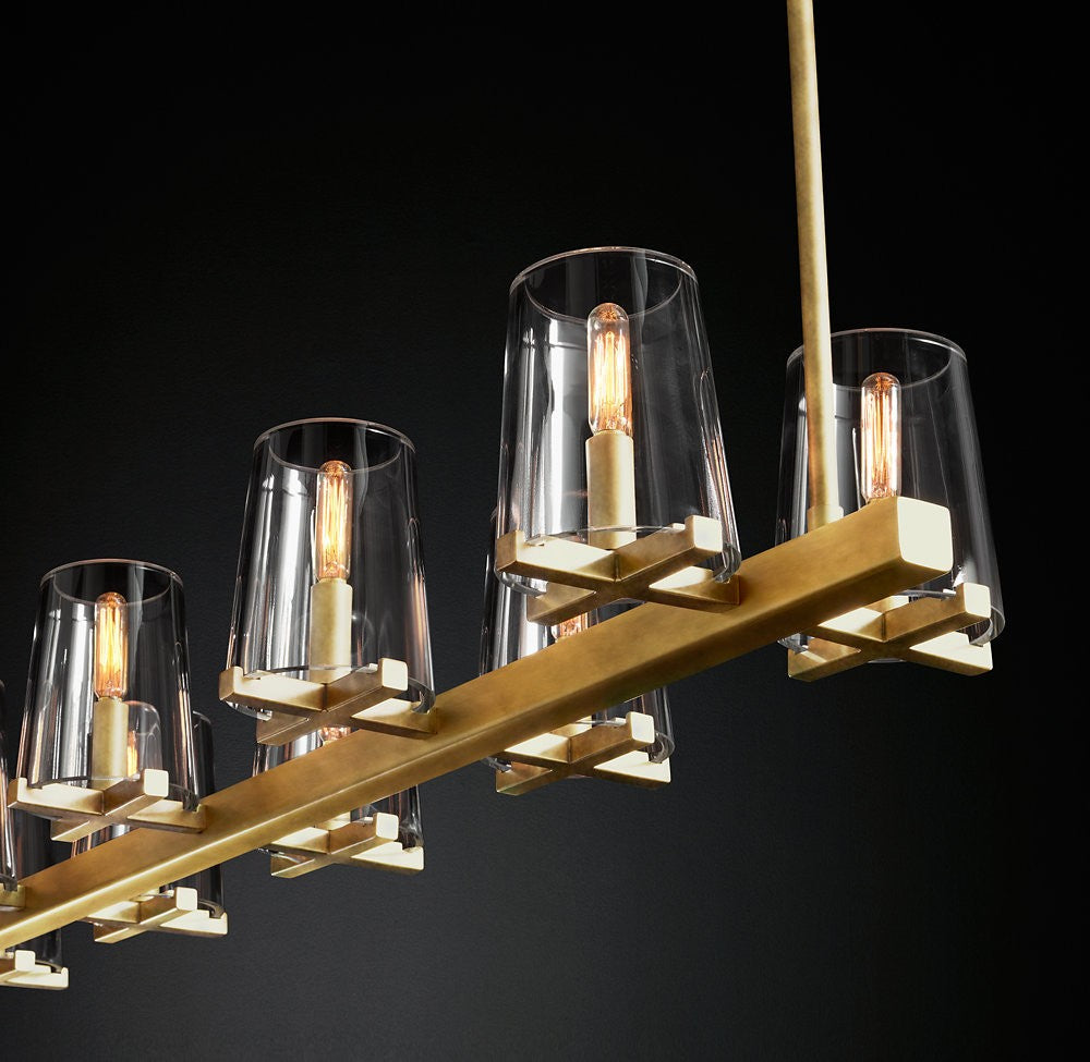Pauillac Linear Glass and Brass Chandelier