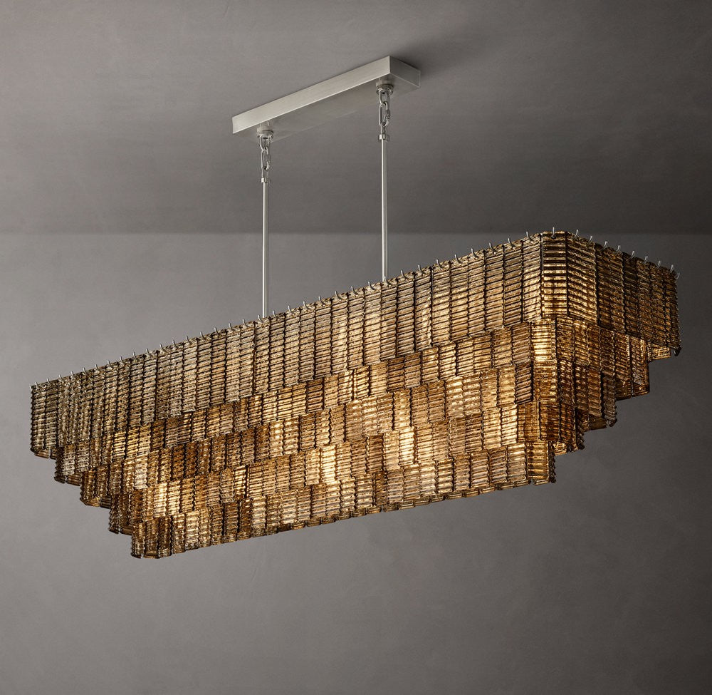 Sirene Smoke Glass Rectangular Chandelier