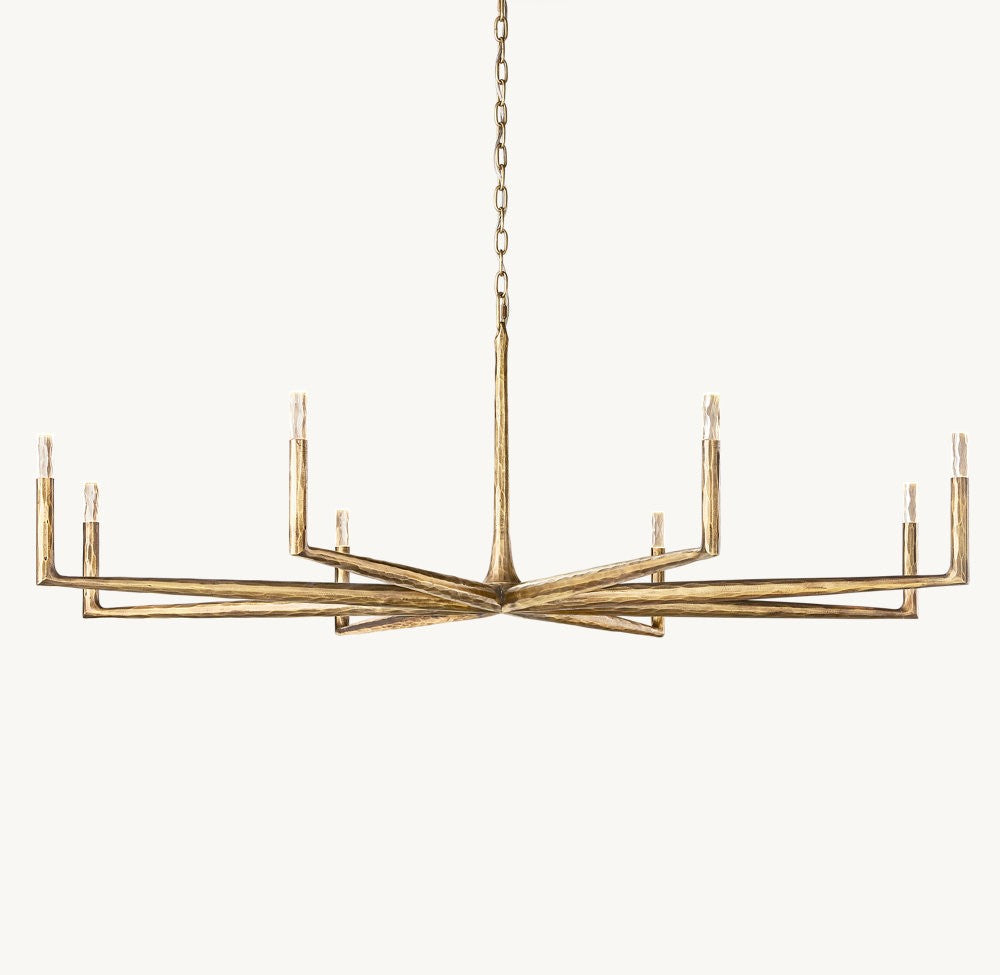 Thaddeus Forged Metal and Cast Glass Round Chandelier