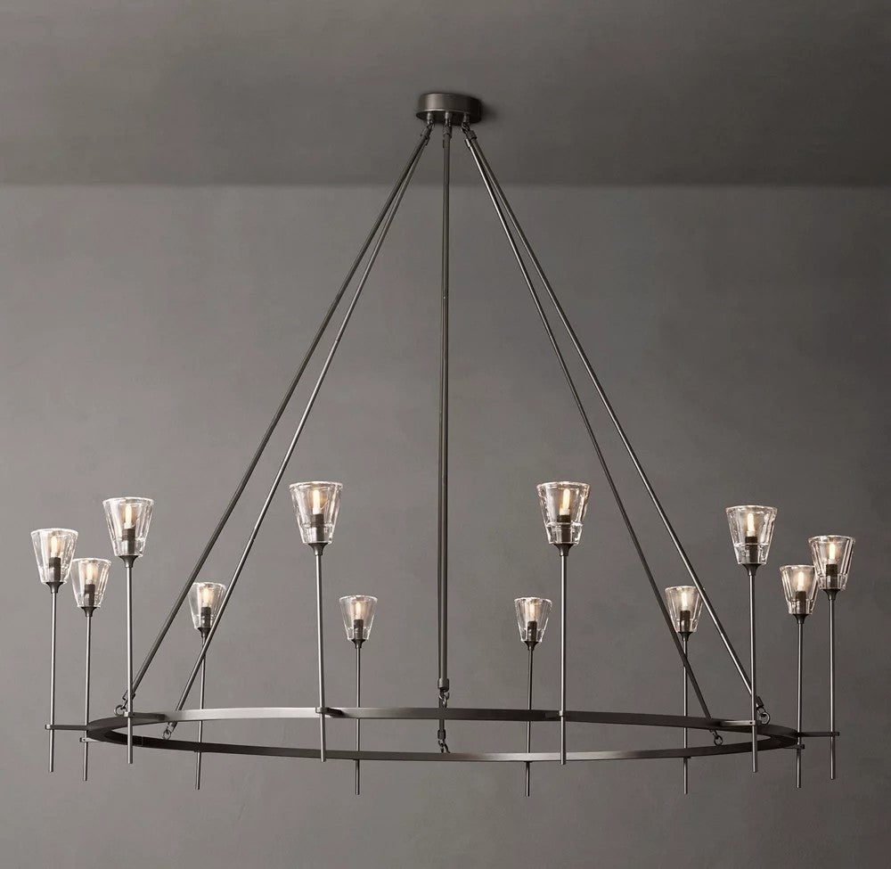 Torche De Verre Round Brass Chandelier