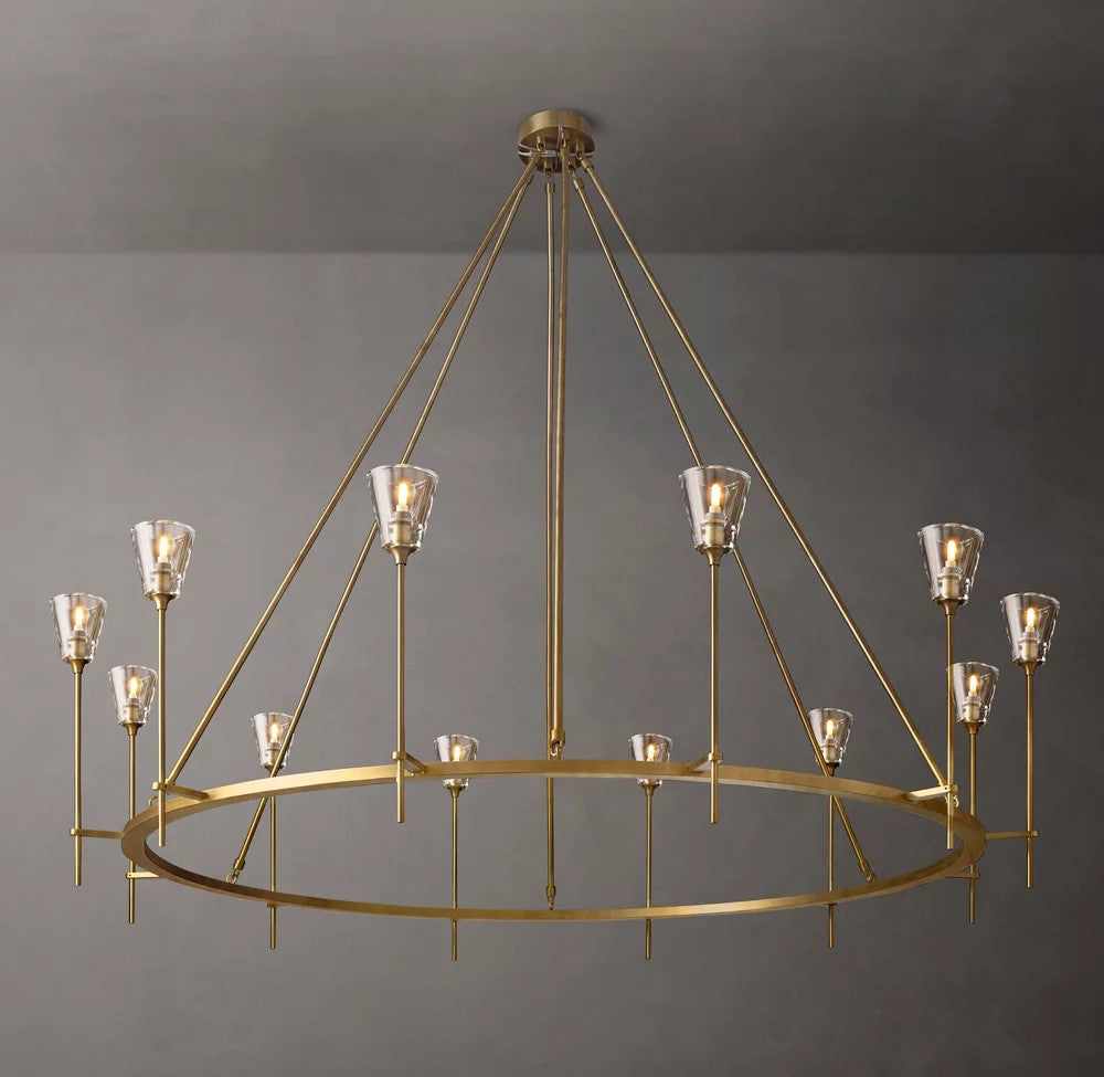Torche De Verre Round Brass Chandelier