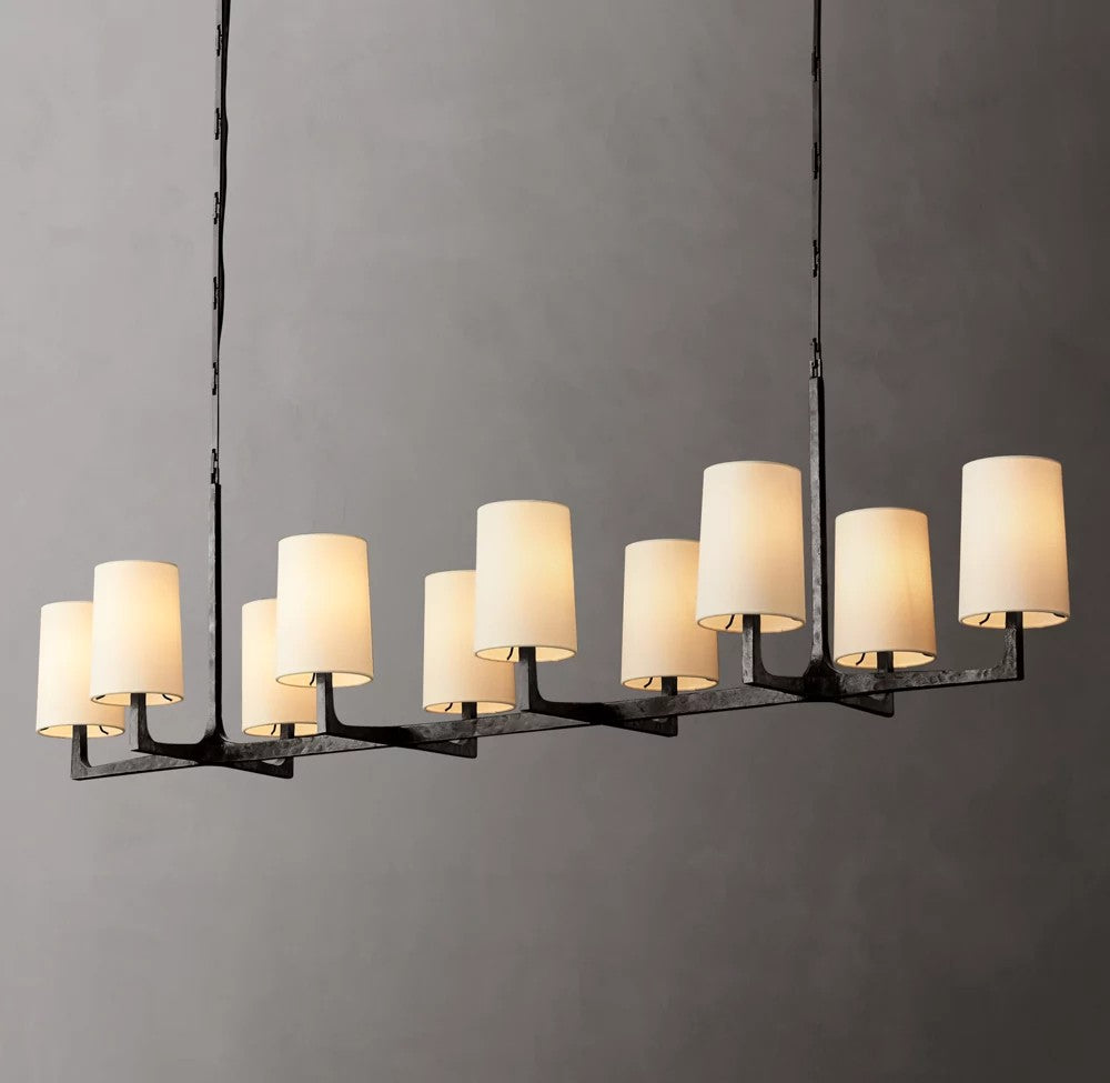 Wright Linear Hammered Metal Chandelier