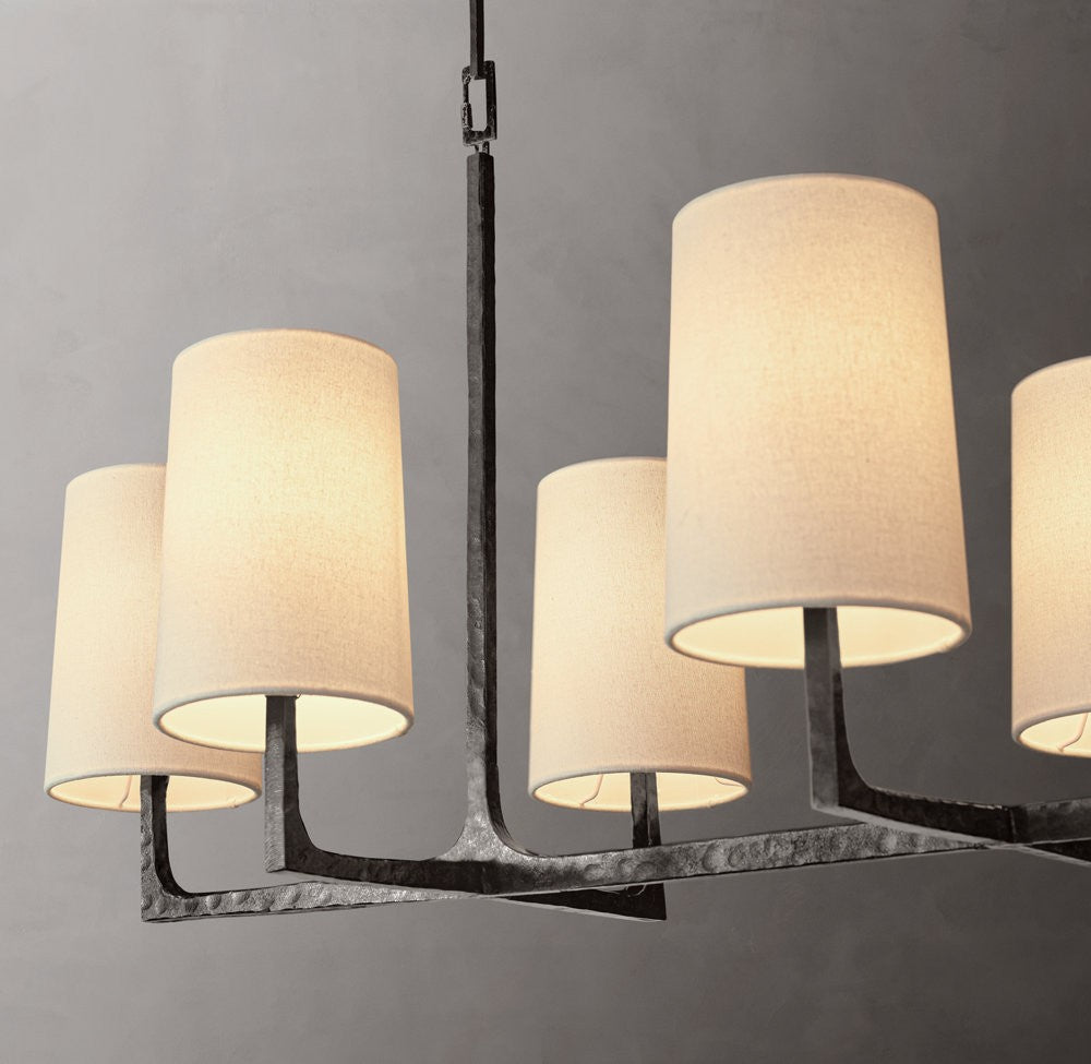 Wright Linear Hammered Metal Chandelier
