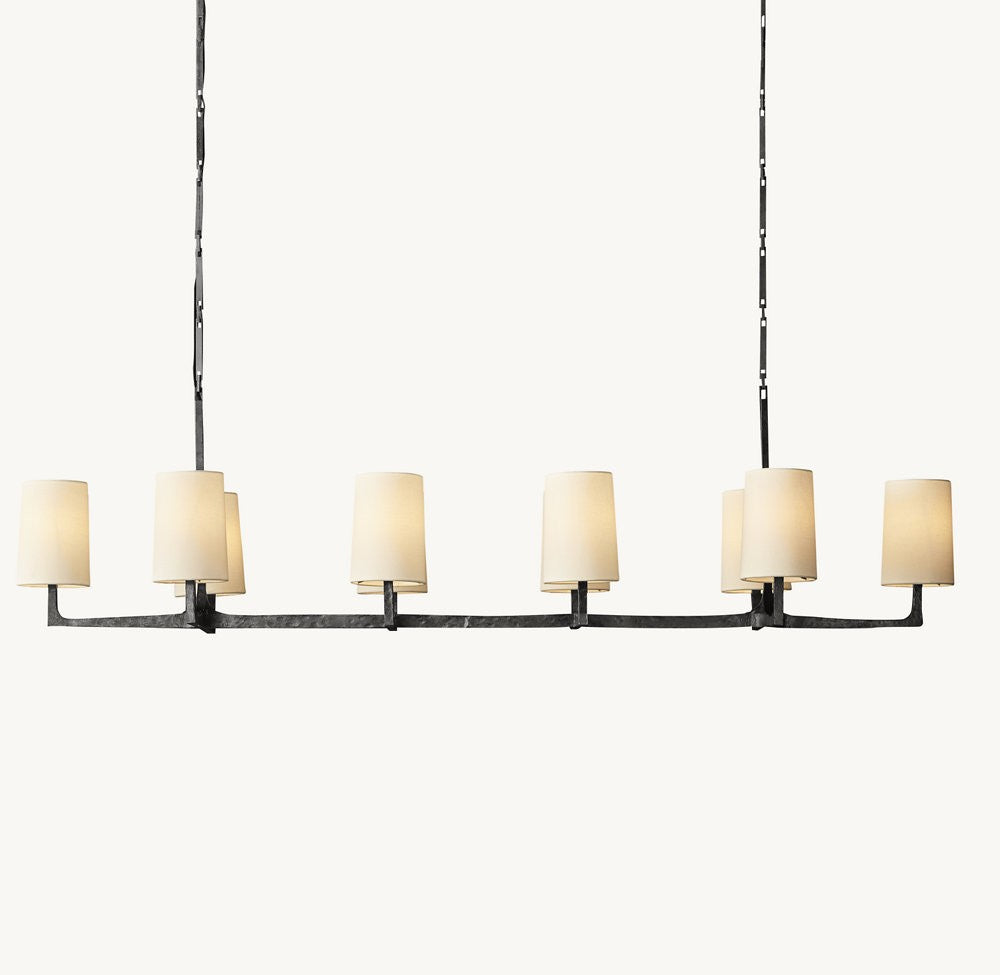 Wright Linear Hammered Metal Chandelier
