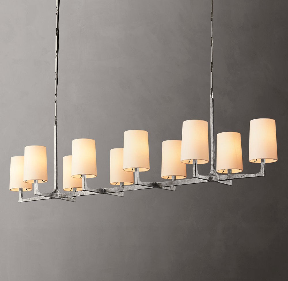 Wright Linear Hammered Metal Chandelier