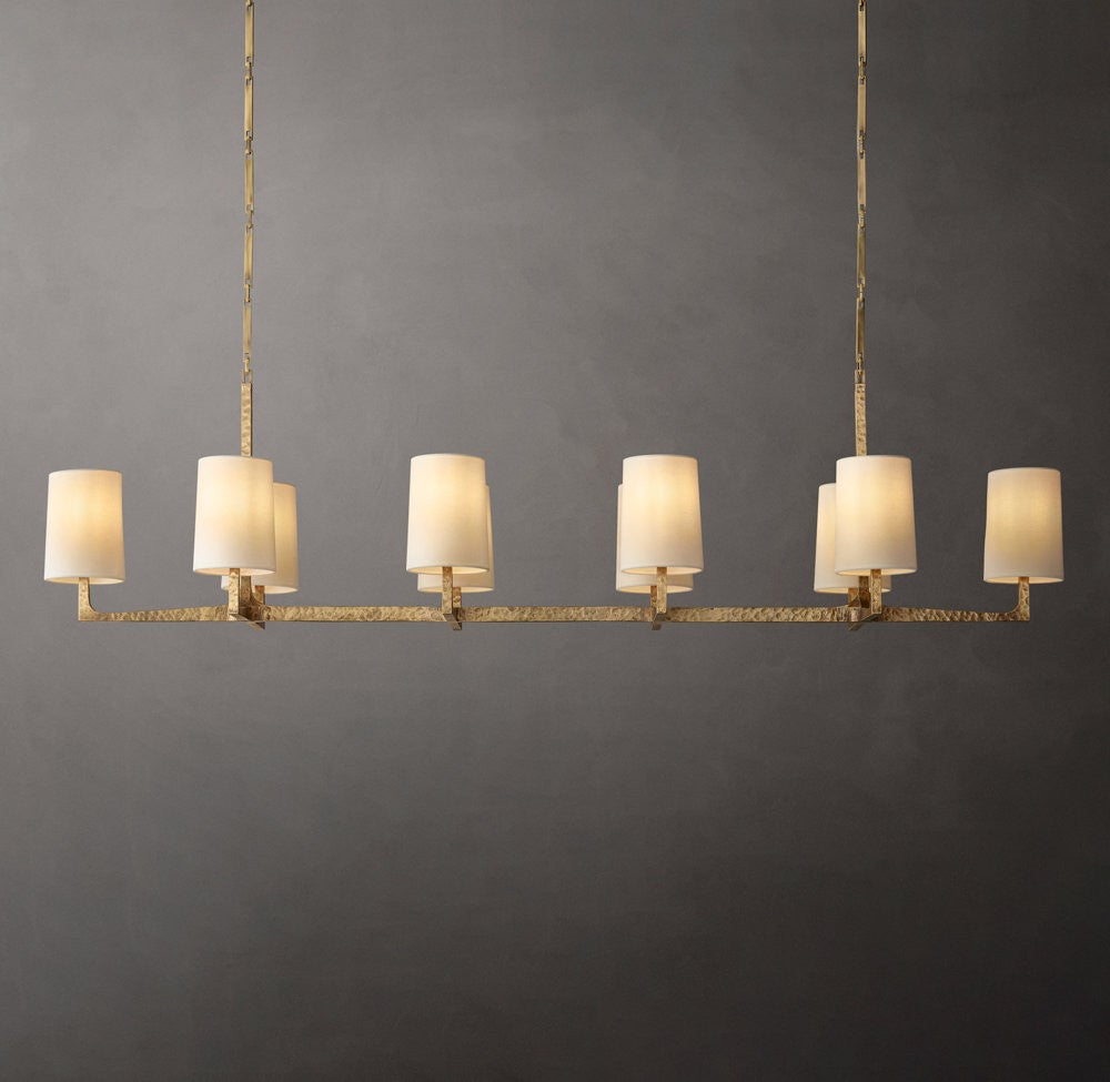 Wright Linear Hammered Metal Chandelier