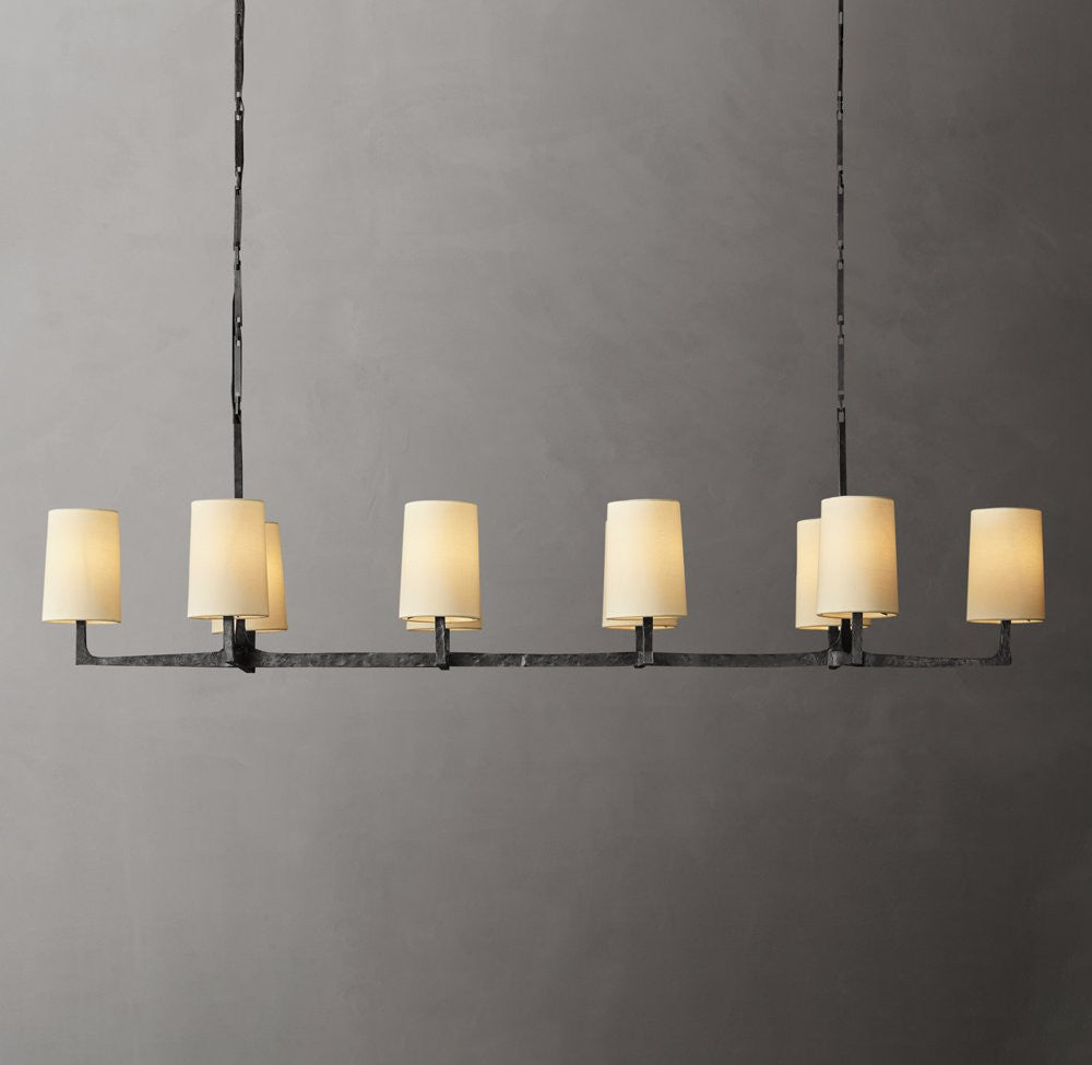 Wright Linear Hammered Metal Chandelier